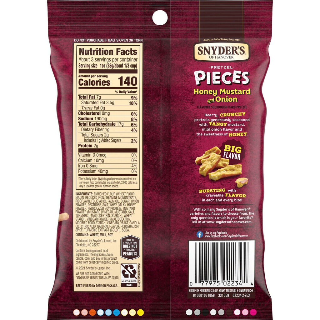 Snyder's of Hanover Pretzel Pieces - Honey Mustard and Onion, 3.5 oz.