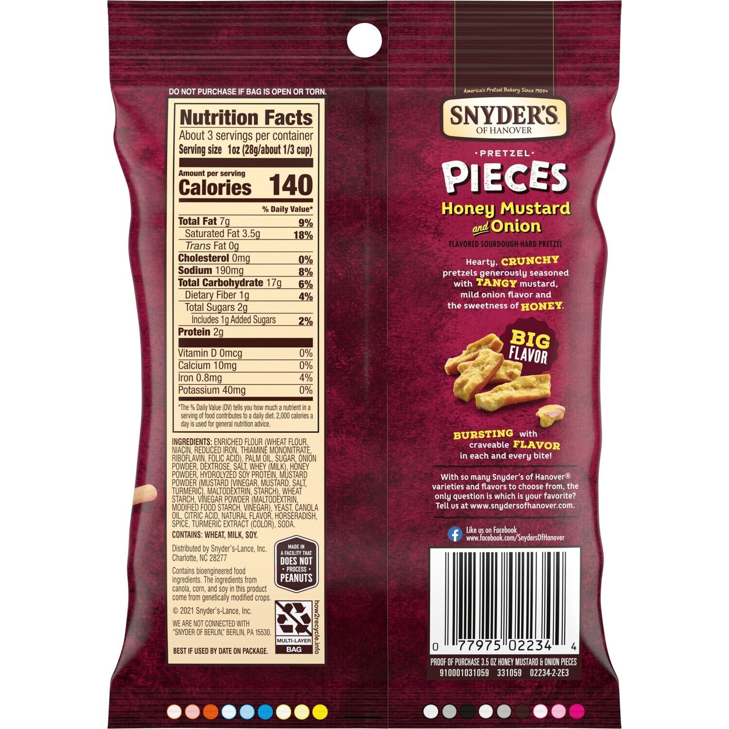 Snyder's of Hanover Pretzel Pieces - Honey Mustard and Onion, 3.5 oz.