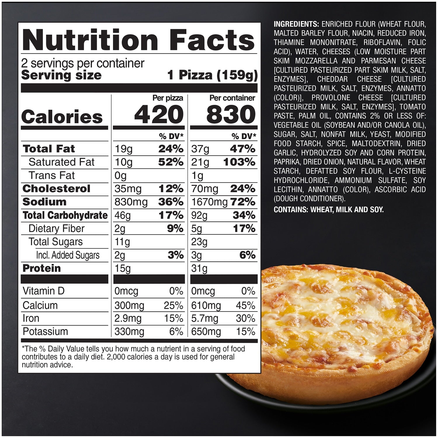 Red Baron Four Cheese Deep Dish Personal Frozen Pizza, 2-pc. Pack