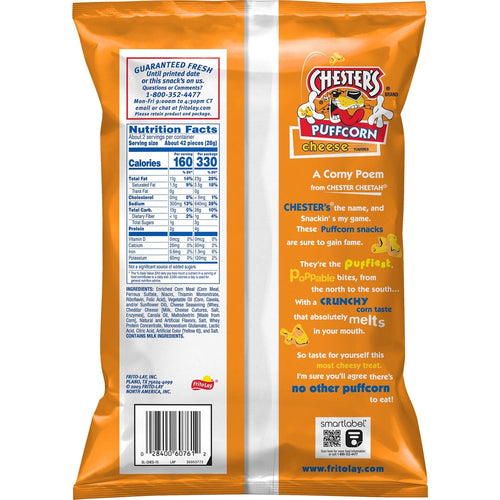 Chester's Puffcorn Puffed Corn Snacks Cheese Flavored 2 1/8 Oz
