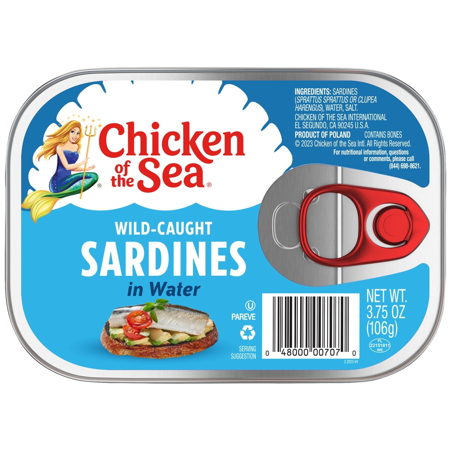 Chicken of the Sea Wild Caught Sardines in Water, 3.75 oz.