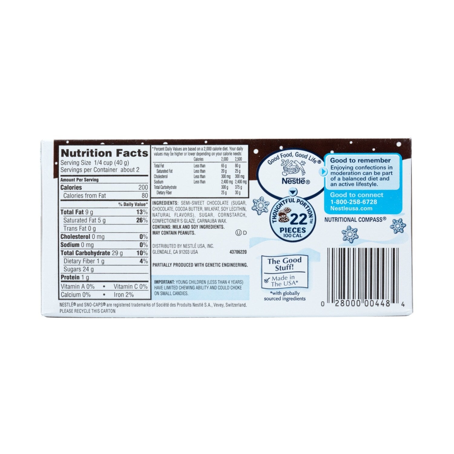 Sno Caps Semi-Sweet Chocolate Nanopareils, 1-ct.