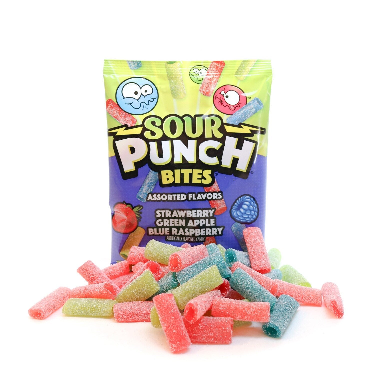 Sour Punch Bites Assorted Fruity Flavors Chewy Candy, 3.7-oz Bag