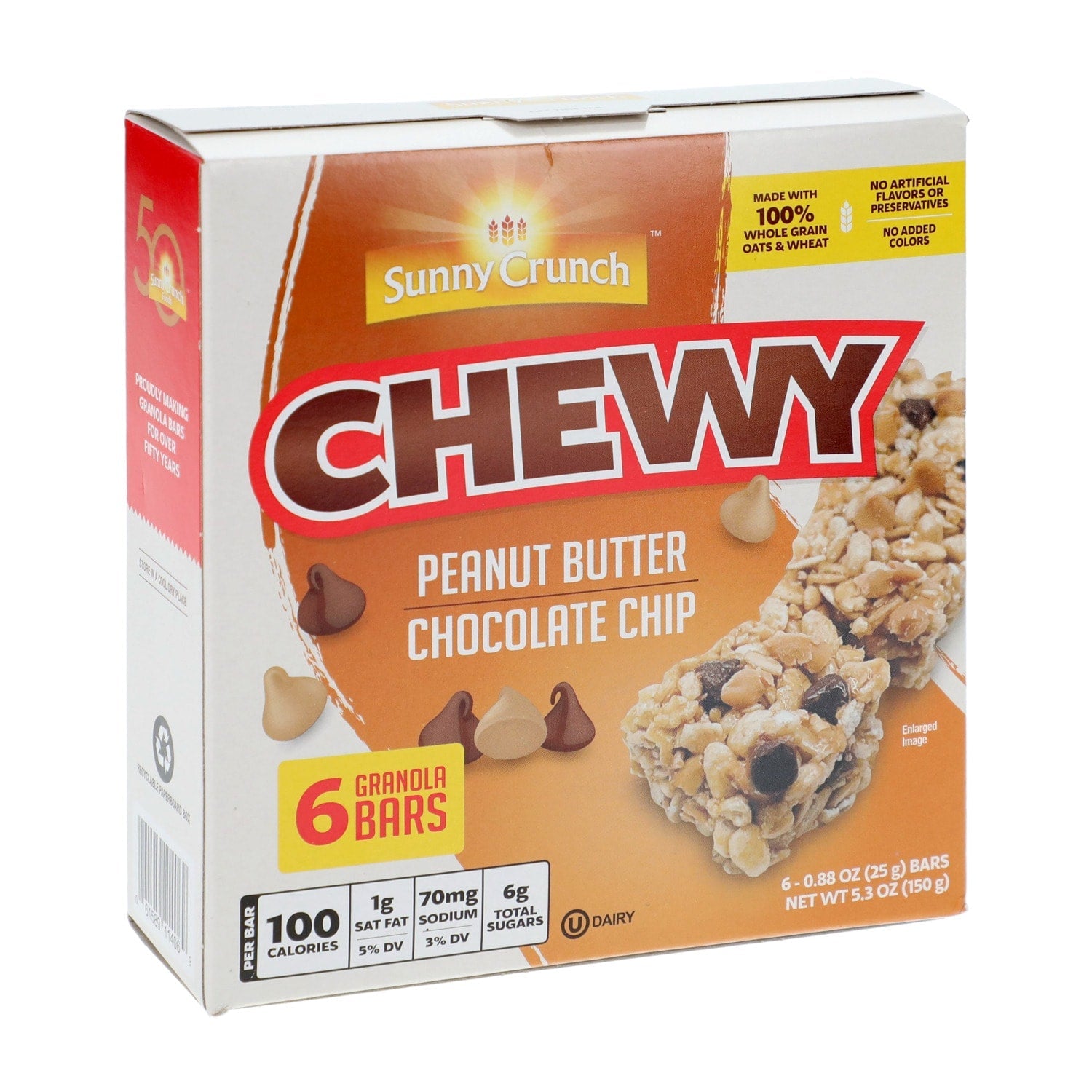 Chewy Peanut Butter Chocolate Chip Granola Bar, 6-pc Pack.