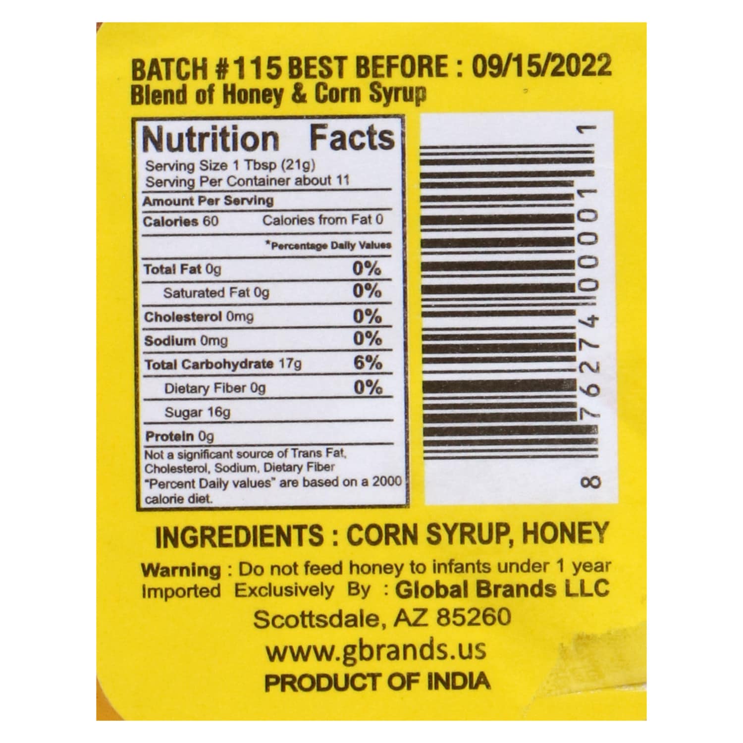 Global Brands Little Bear Blend Honey Syrup, 8 oz.