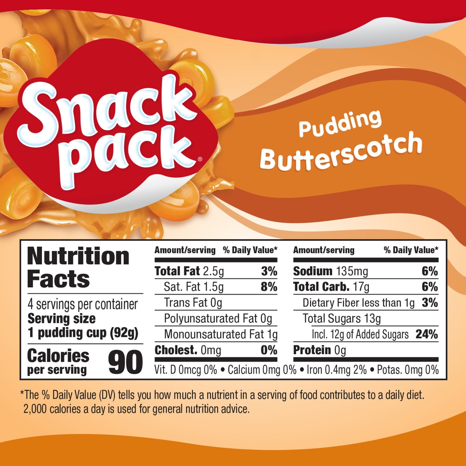 Snack Pack Butterscotch Pudding, 2-pc Pack.