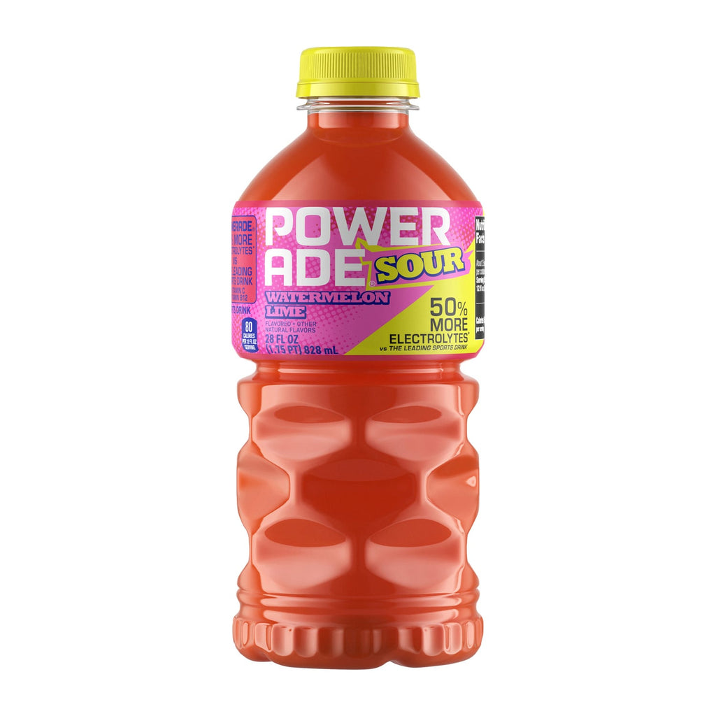 Powerade Electrolyte Enhanced Sour Watermelon Lime Sports Drink, 28-fl oz. Bottles