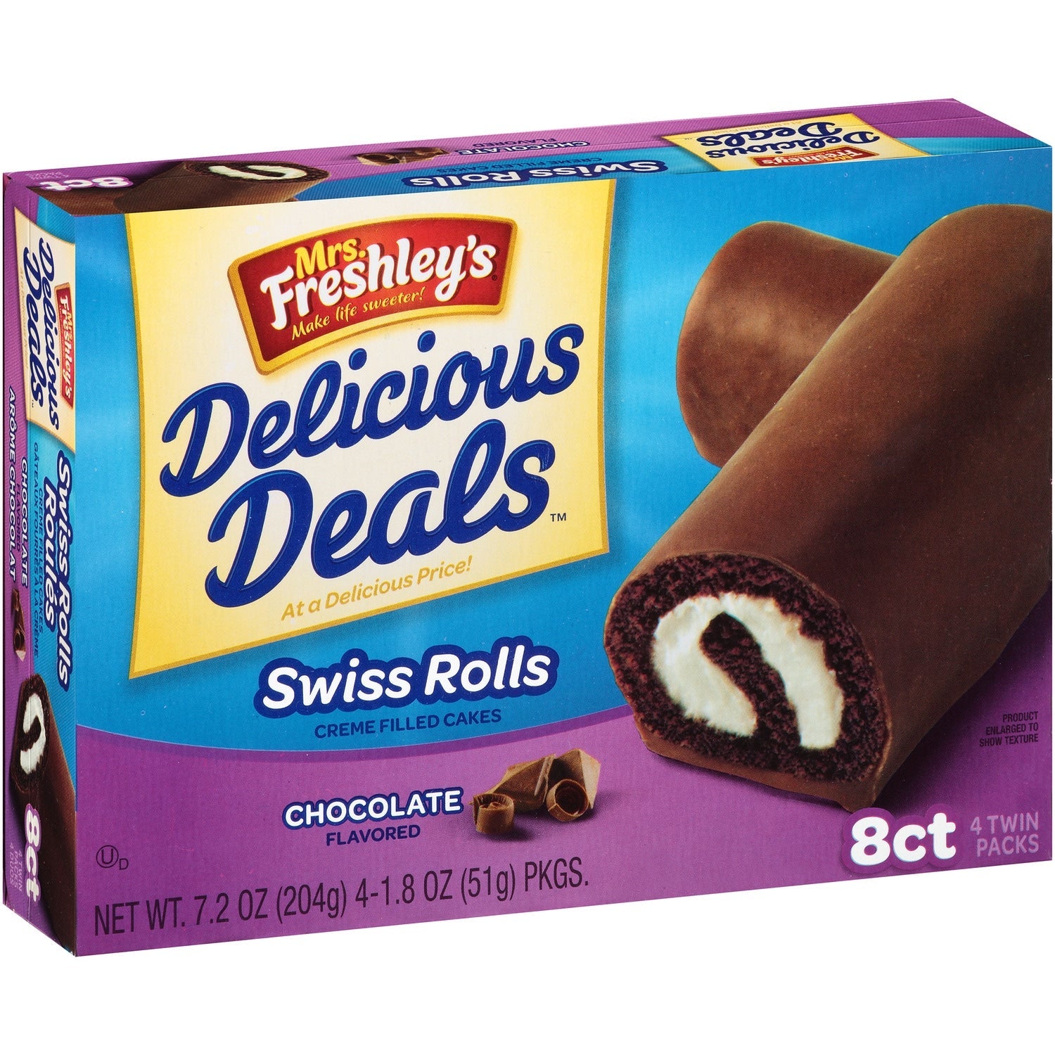 Mrs. Freshley's Swiss Rolls, 8-ct. Packs