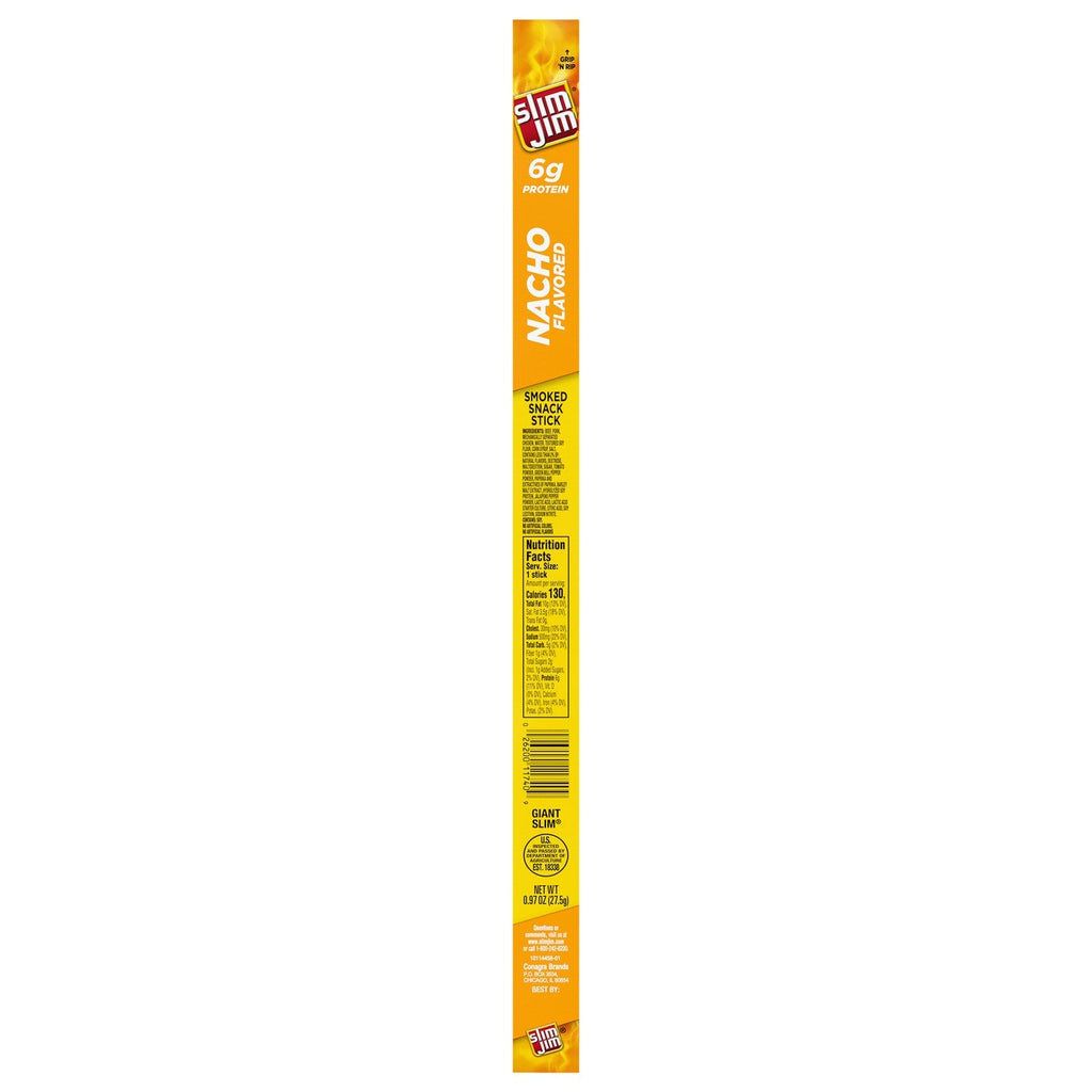 Conagra Brands fSlim Jim Giant Sized Nacho Snack Stick, 0.97 oz. Meat Snacks