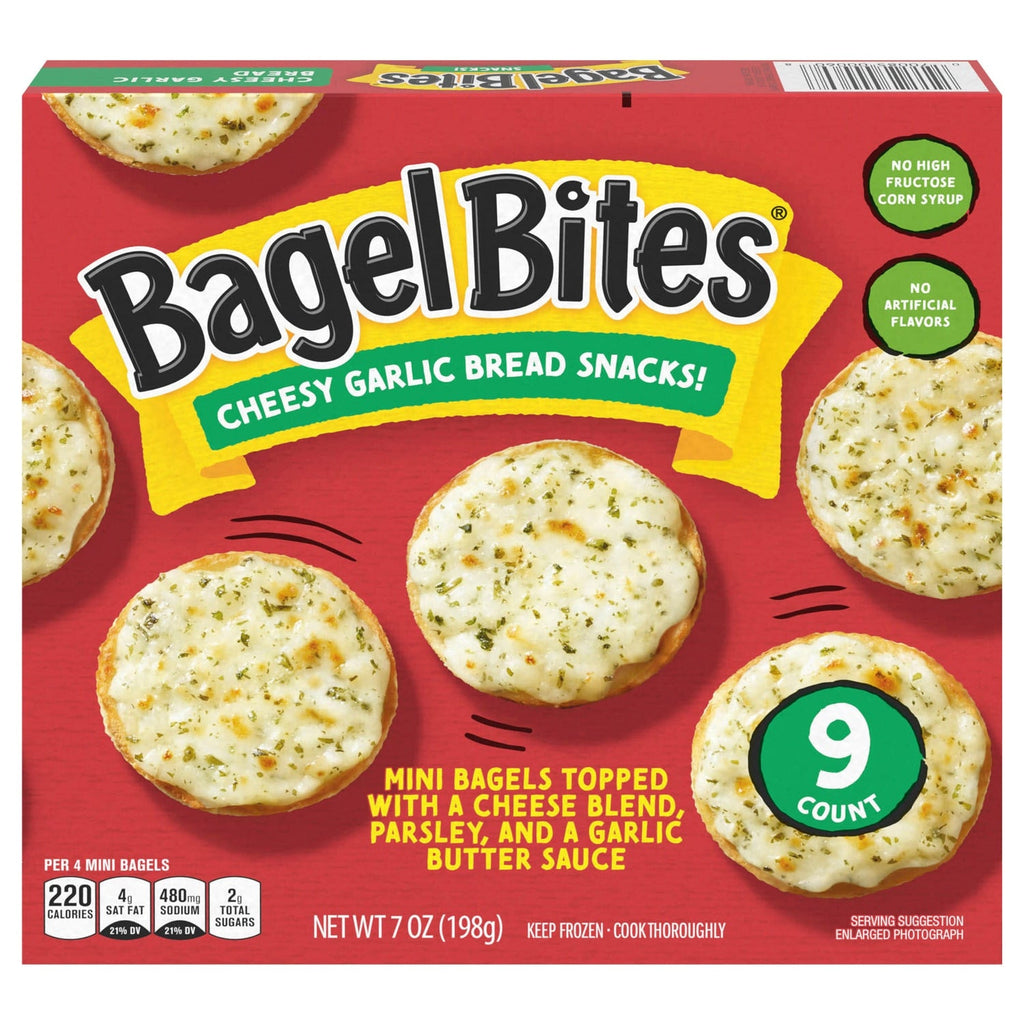 Bagel Bites Cheesy Garlic Bread Snacks, 9-pc Pack.