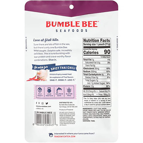 Bumble Bee Spicy Thai Chili Tuna, 2.5 oz. Pouches