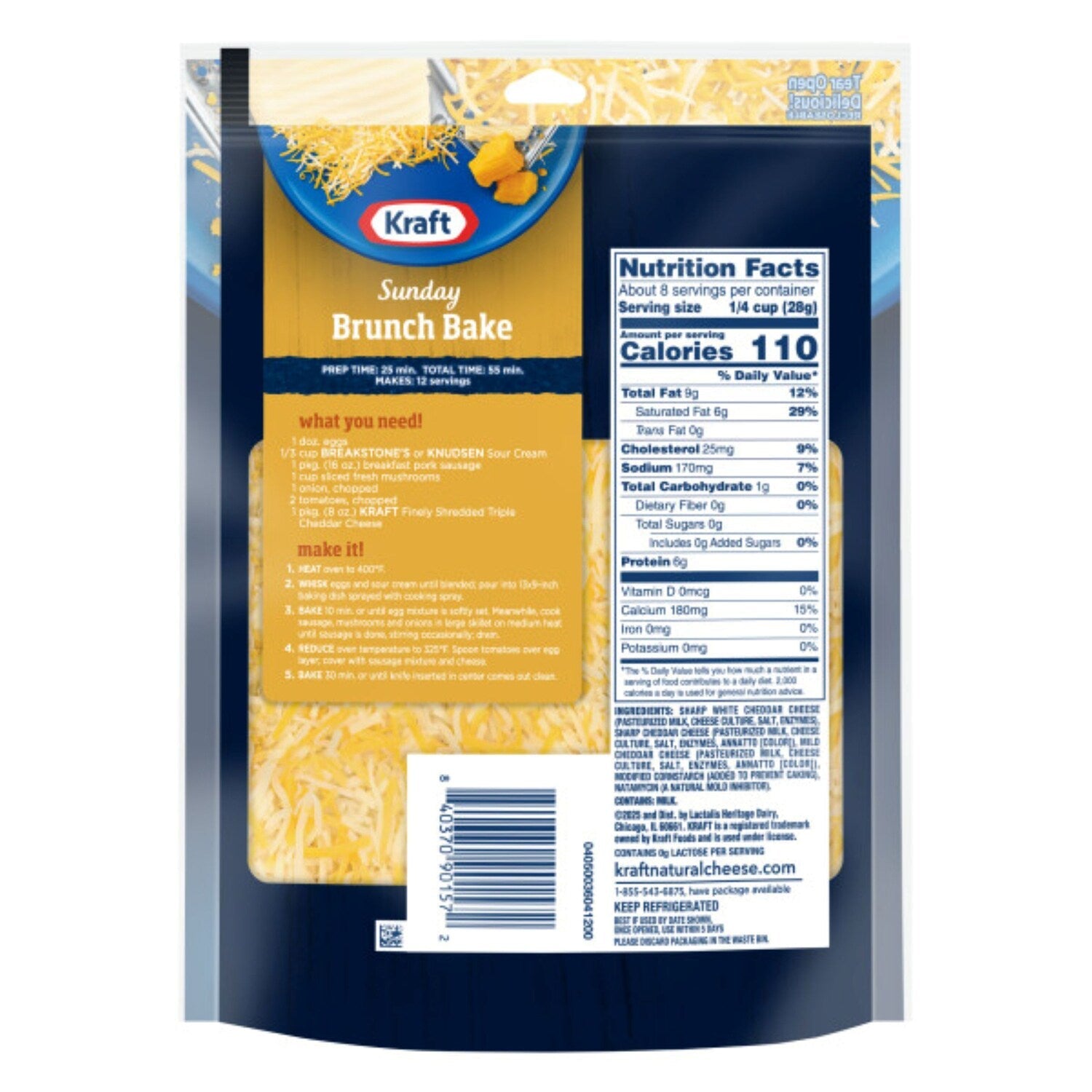 Kraft Finely Shredded Triple Cheddar Cheese, 1-ct.