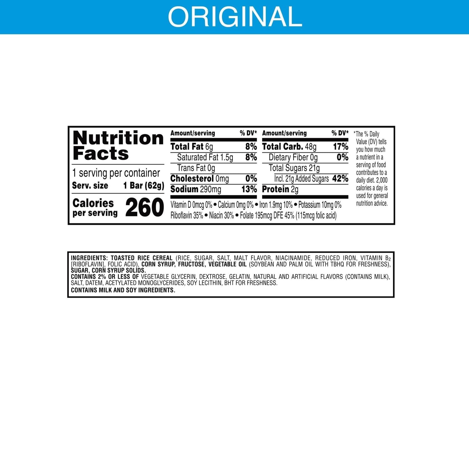 Kellogg's Rice Krispies Treats Marshmallow Snack Bar Original, 2.2 oz.