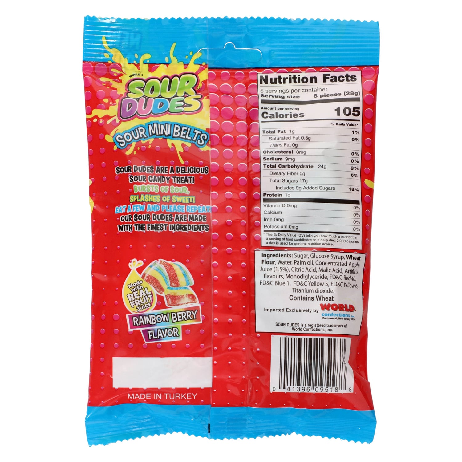 Sour Dudes Mini Belts Sour Candy, 5 oz.