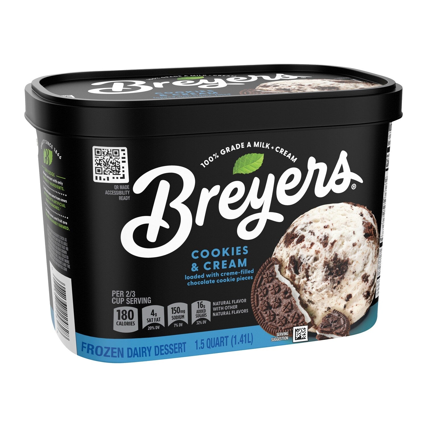Breyers Cookies &amp; Cream Flavored Ice Cream, 1-ct.