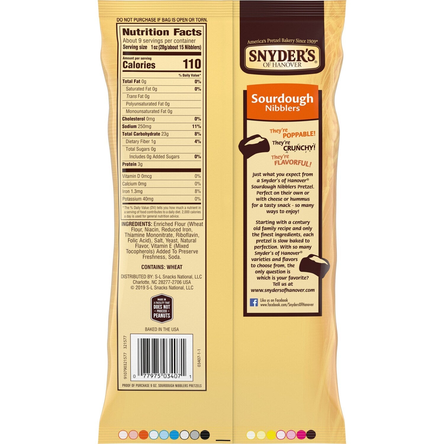 Snyder's of Hanover Pretzels, Sourdough Nibblers, 9 Oz
