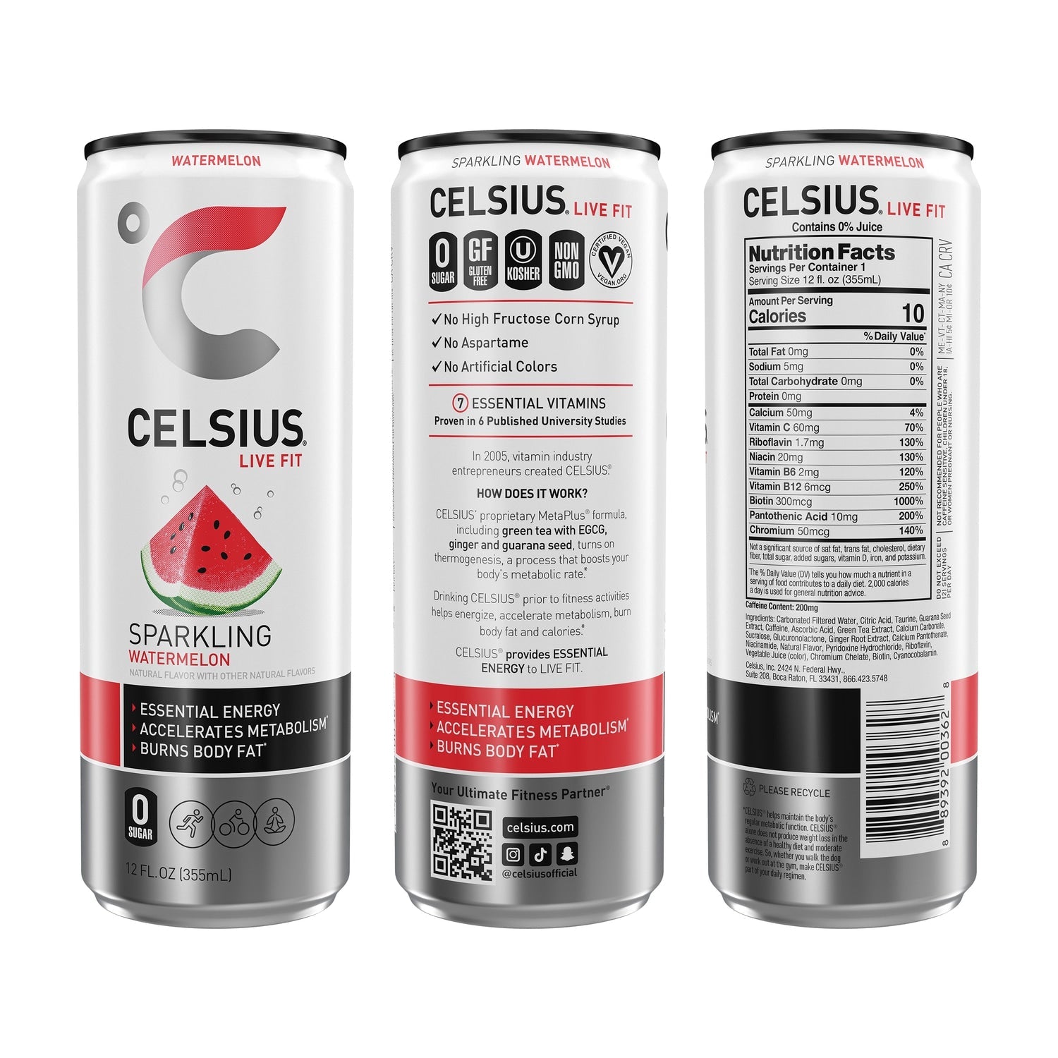 Celsius Sparkling Watermelon Energy Drink, 1-ct.