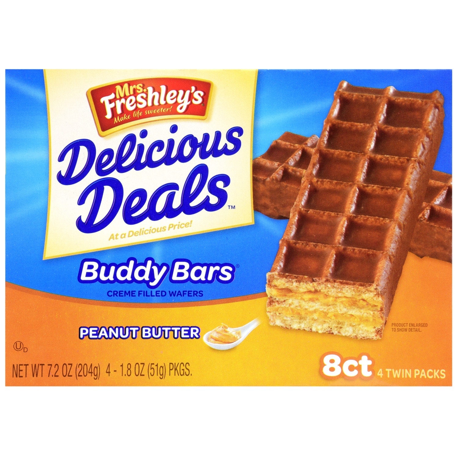 Mrs. Freshley's Buddy Bars Peanut Butter Wafers, 8-ct. Packs