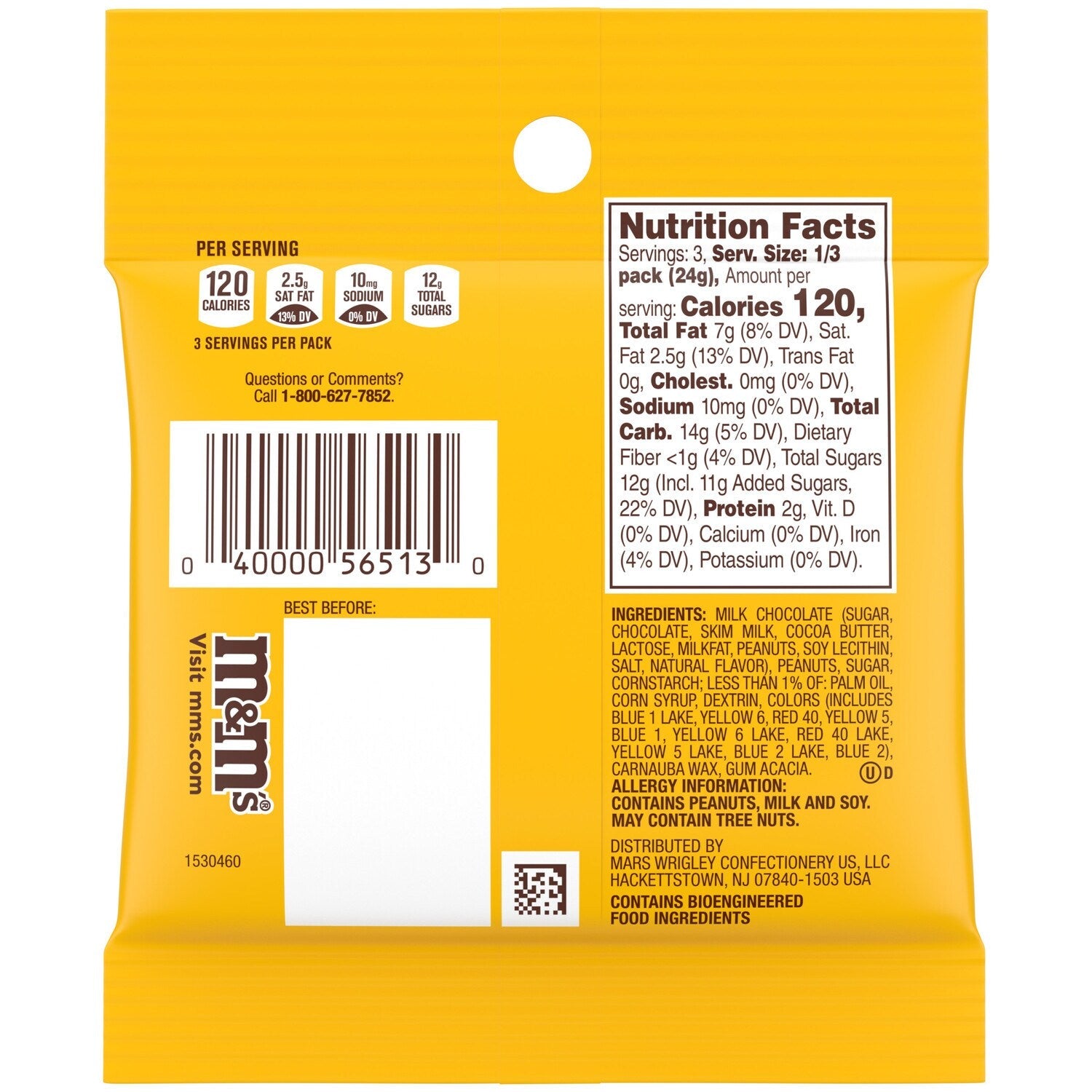 Peanut M&amp;M's(R), 2.55-oz. Bags