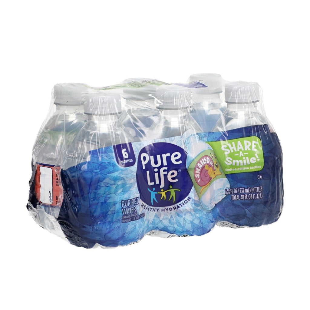 Nestle Pure Life Purified Water, 8 Fl Oz, Plastic Bottled Water, 6-ct. Pack