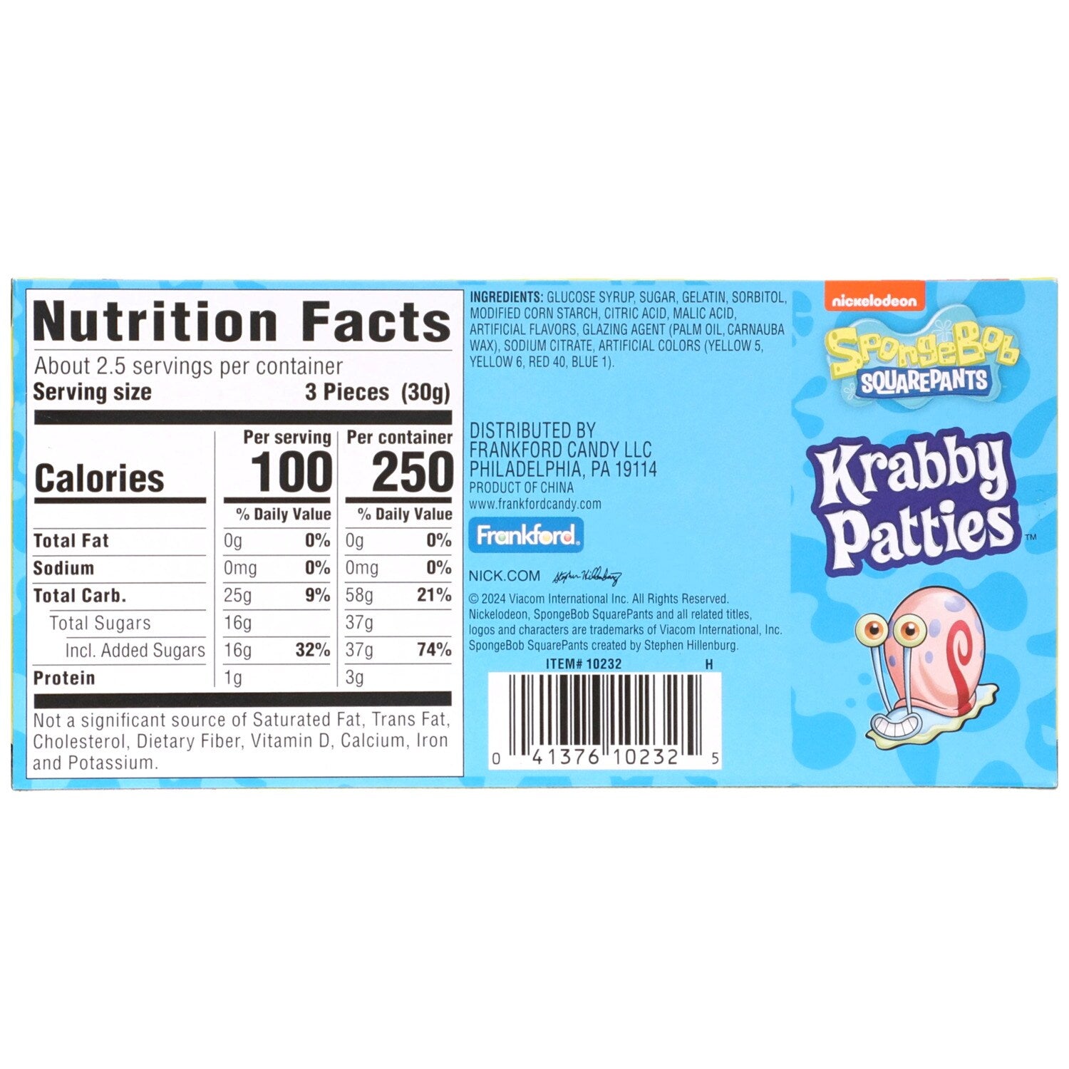 Krabby Patties Nickelodeon Spongebob Original Gummy Candy, 1-ct.
