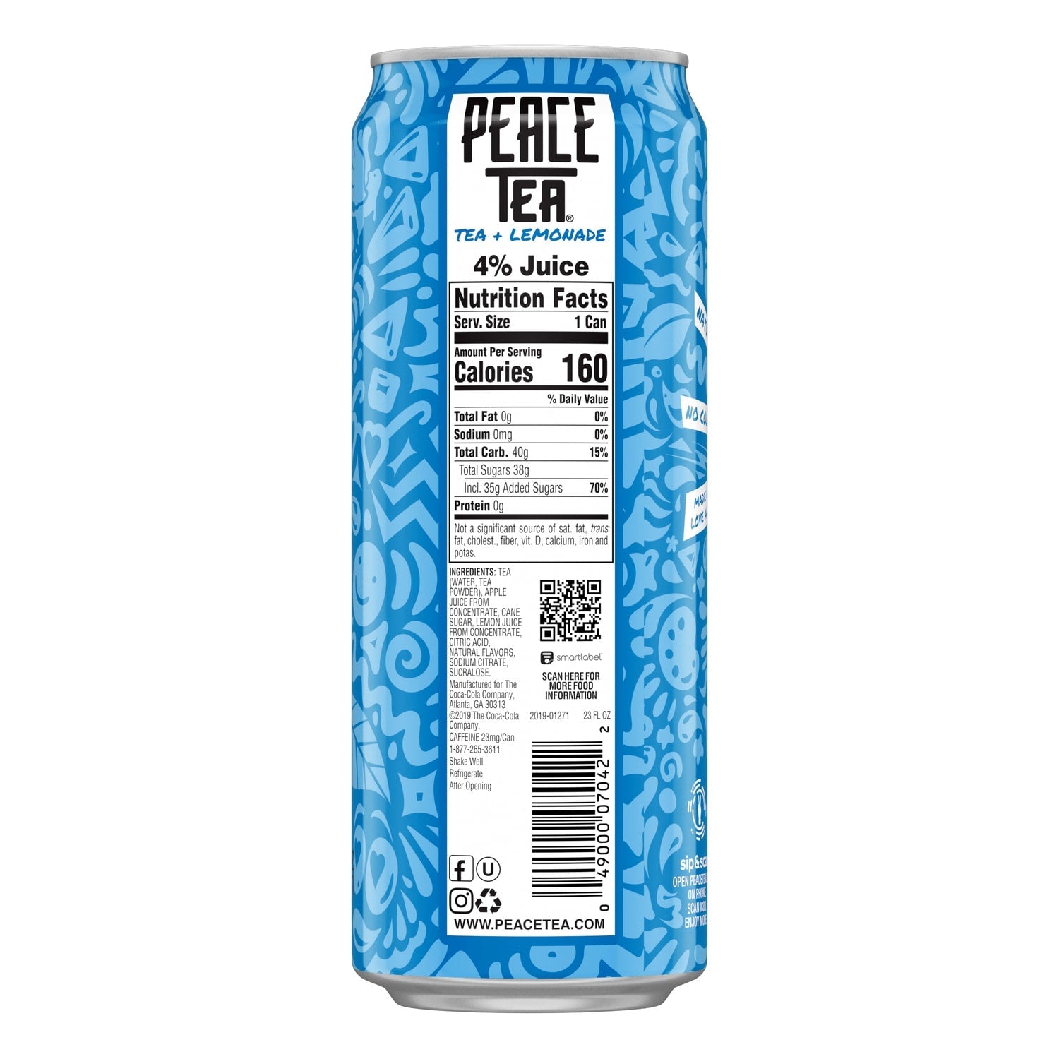 Peace Tea Caddy Shack Black Tea Lemonade Drink, 23 fl oz