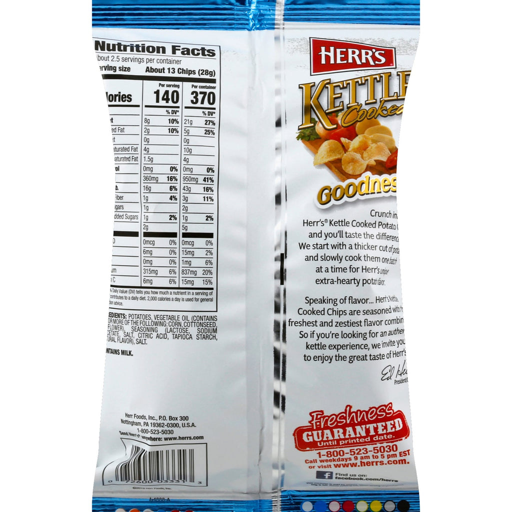 Herr's Kettle Cooked Boardwalk Salt &amp; Vinegar Potato Chips, 1-ct.