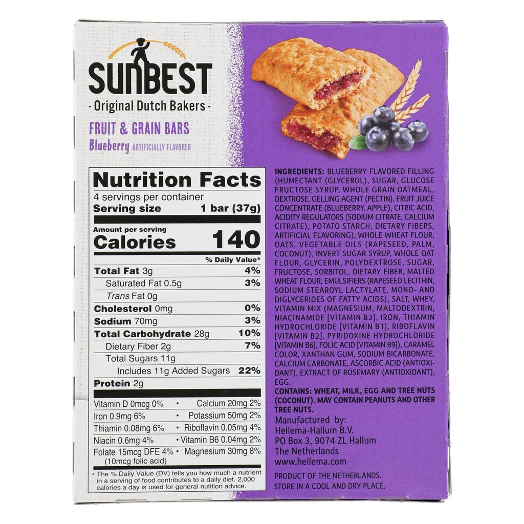 Sunbest Bluberry Fruit And Grain Bar, 4-1.3oz bars