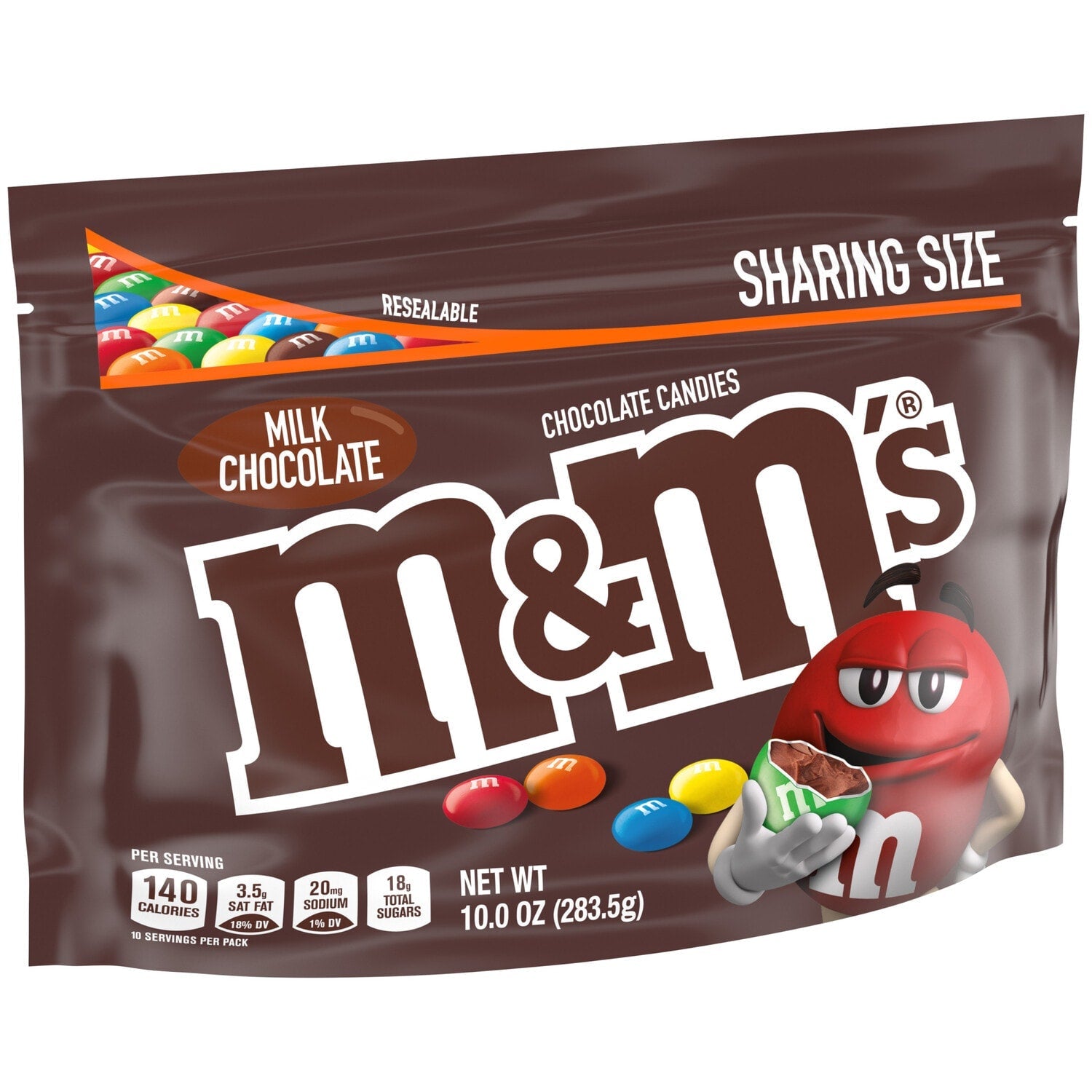 M&amp;M'S Milk Chocolate Candy, Sharing Size, 10-oz. Resealable Bag