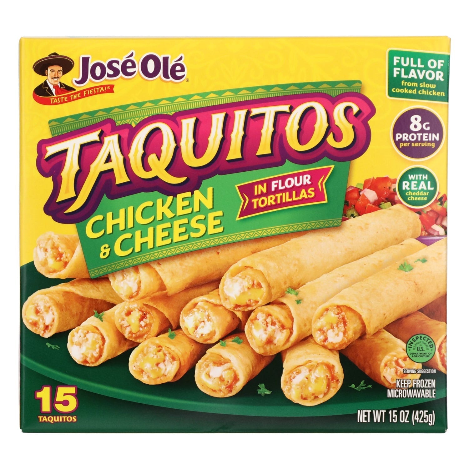 Jose Ole Chicken And Cheese Flour Taquitos, 15-pc Pack.