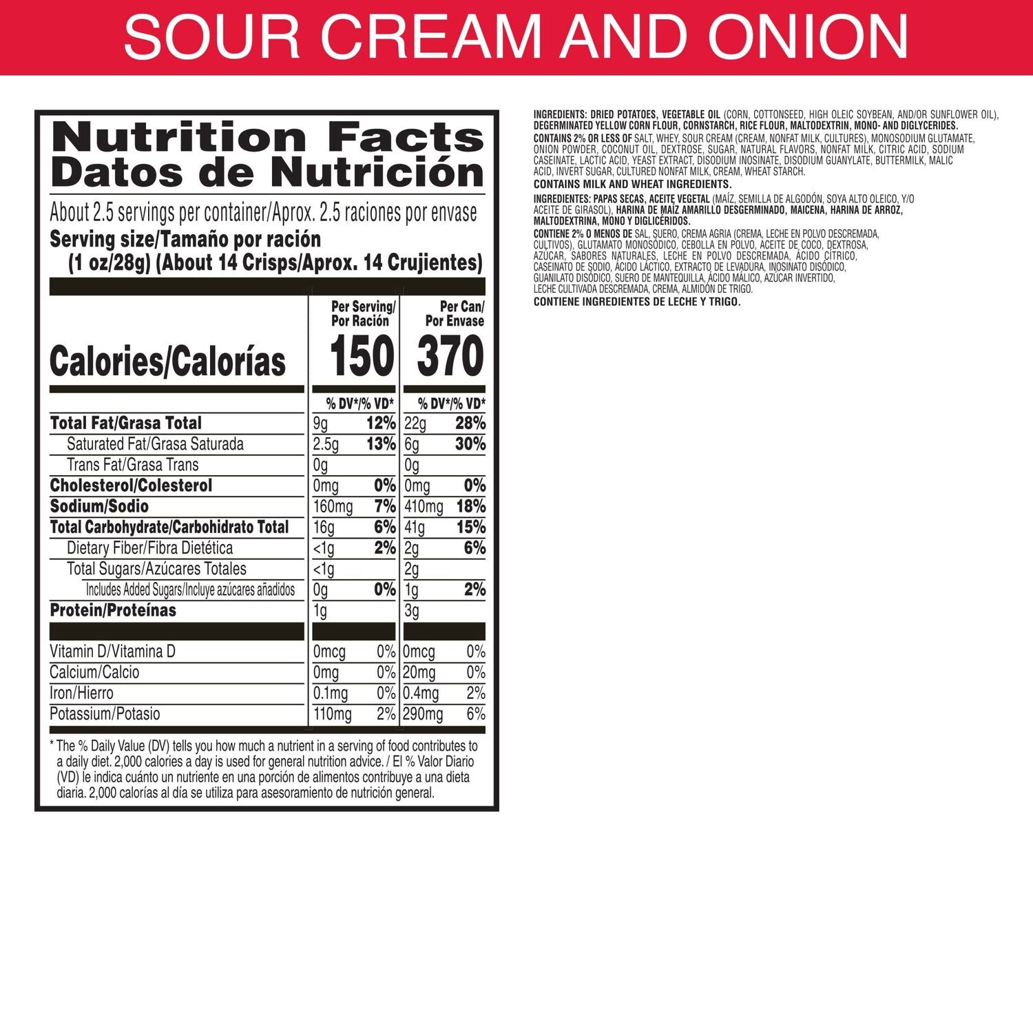 Kellogg's Pringles Grab &amp; Go Sour Cream &amp; Onion Chips, 2.5-oz. Canisters