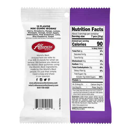 Albanese Mini Gummi Worms, 3.5-oz.