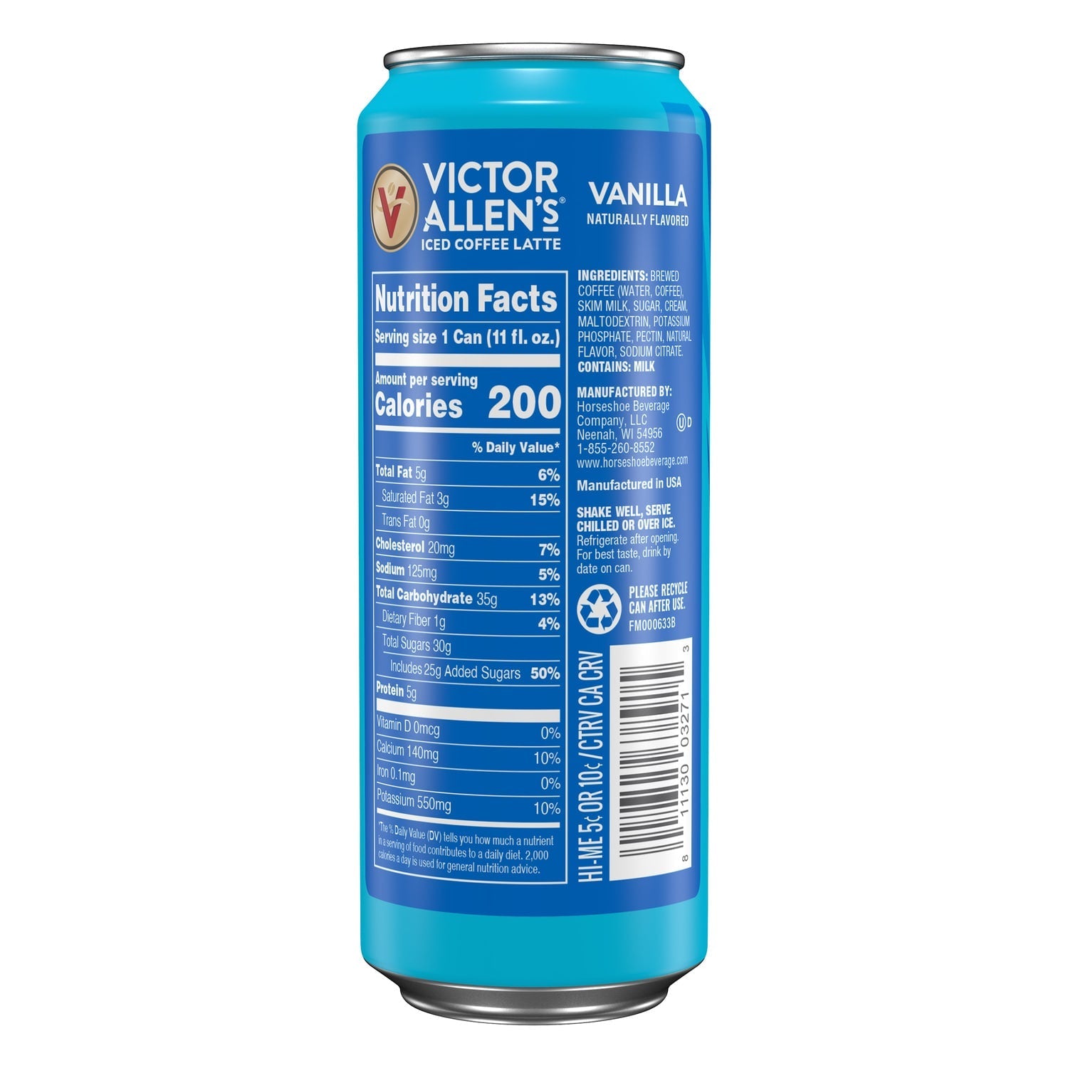 Victor Allen's Coffee Vanilla Iced Latte Coffee Drink, 11-oz. Cans