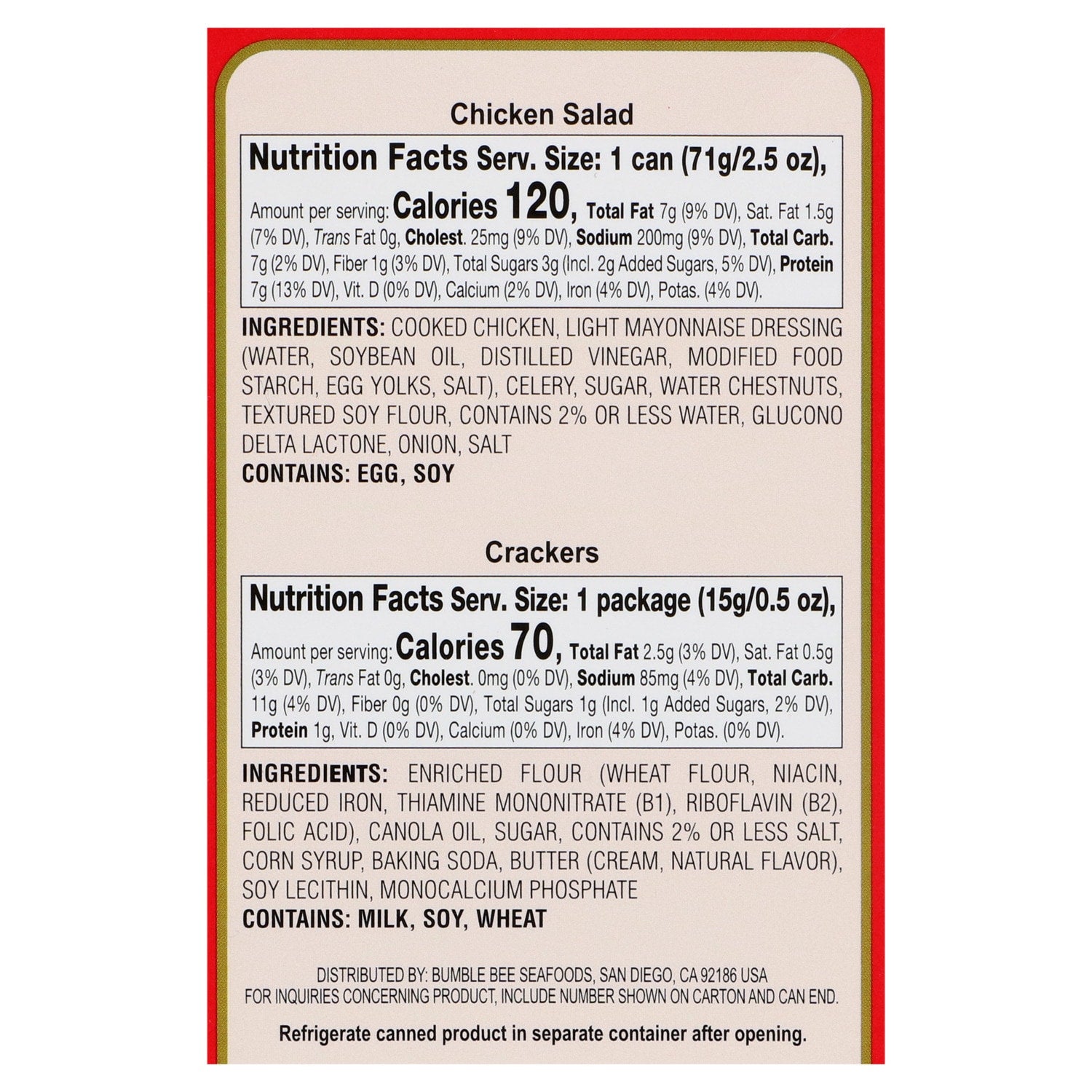 Brunswick Chicken Salad With Crackers, 1-ct.