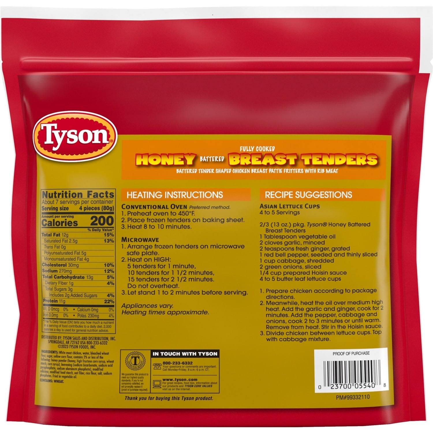 Tyson Frozen Honey Battered Chicken Tenders, 19.5 oz.