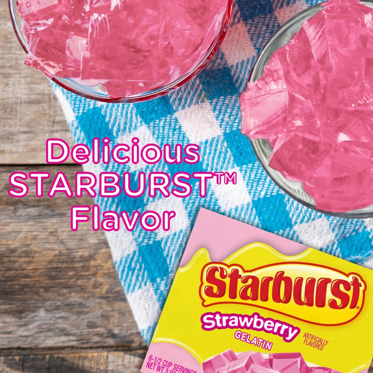 Starburst Strawberry Flavored Gelatin, 6-pc Pack.
