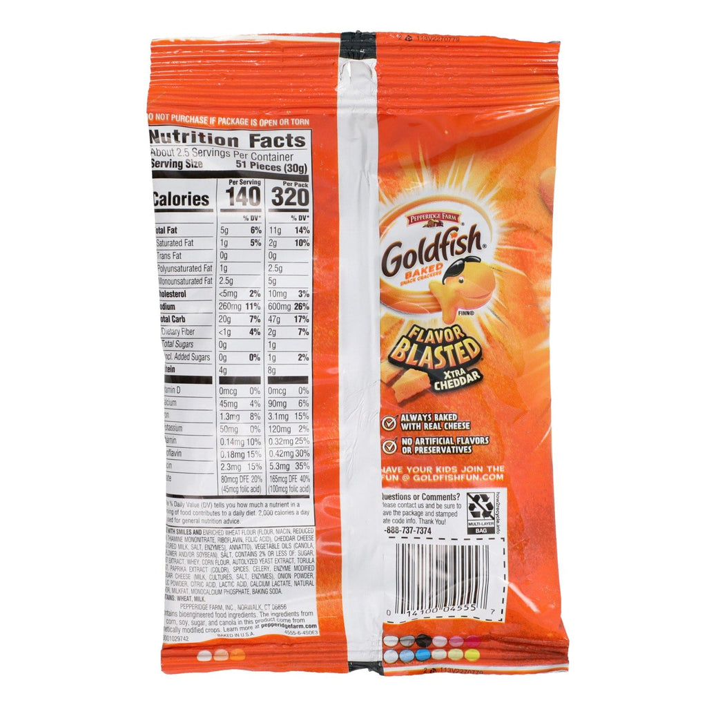 Pepperidge Farm Goldfish Flavor Blasted Xtra Cheddar Baked Snack Crackers, 2.45-oz. Pack