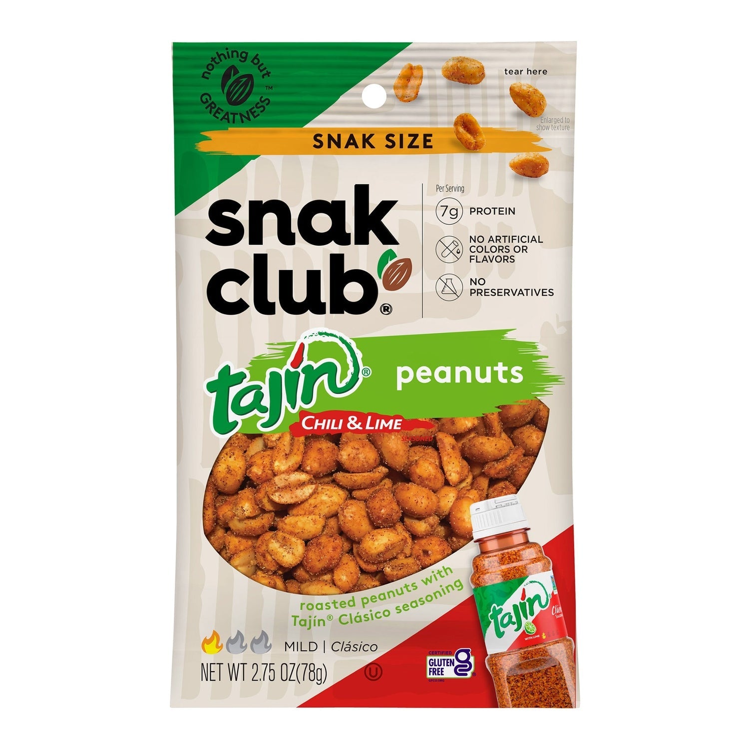 Snak Club Tajin Chili and Lime Peanuts, 1 ct.