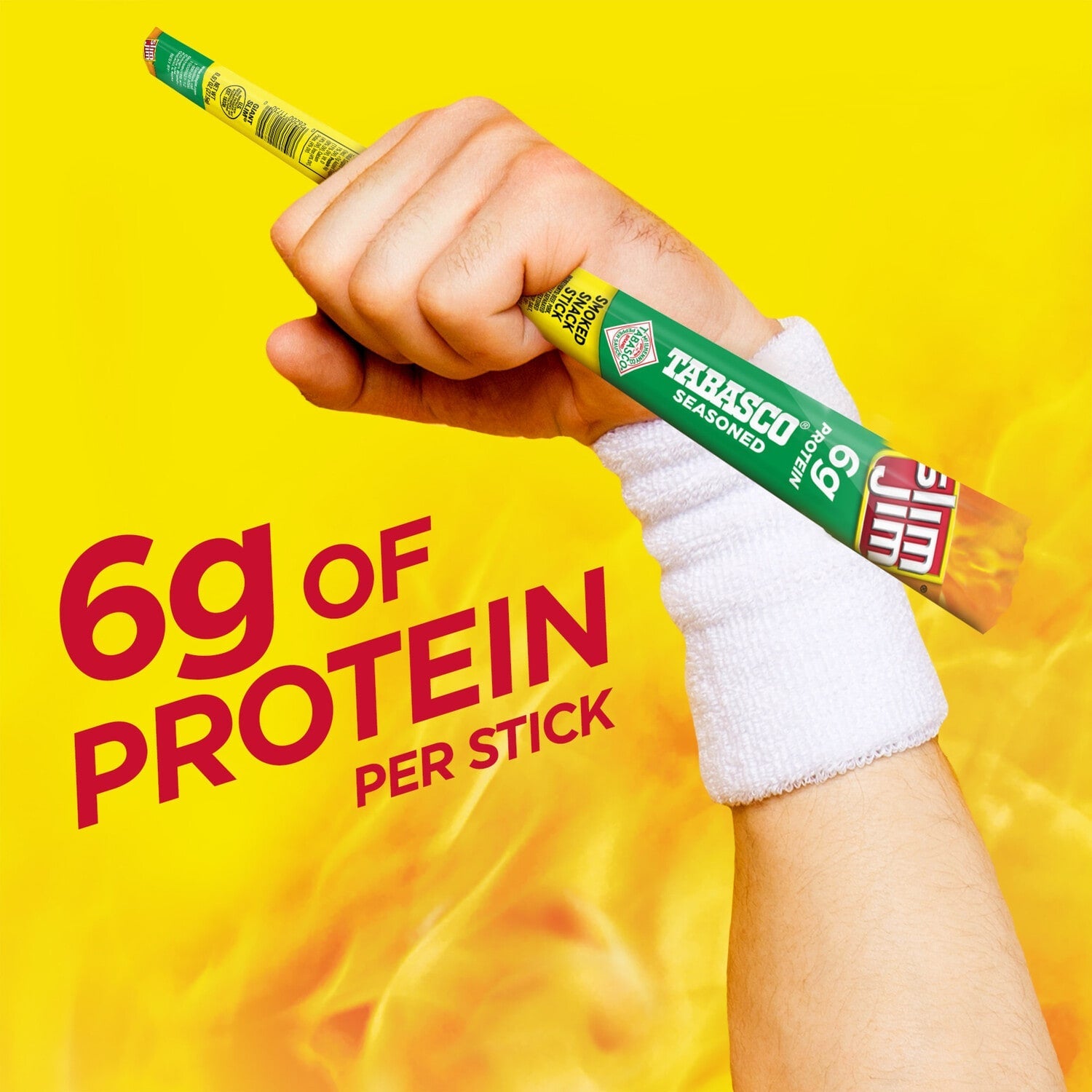 Slim Jim Giant Smoked Meat Sticks, Tabasco Flavor, 6g Protein Per Stick, 0.97 oz.