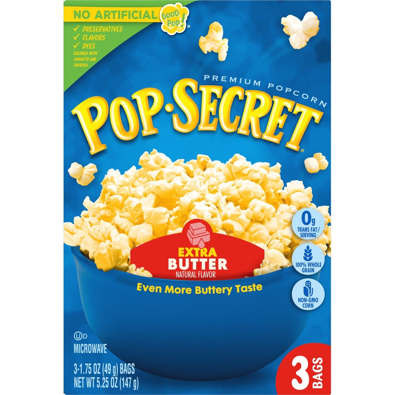 Pop Secret Popcorn - Extra Butter Microwave Popcorn, 1.75-oz. Snack Bags, 3 ct.