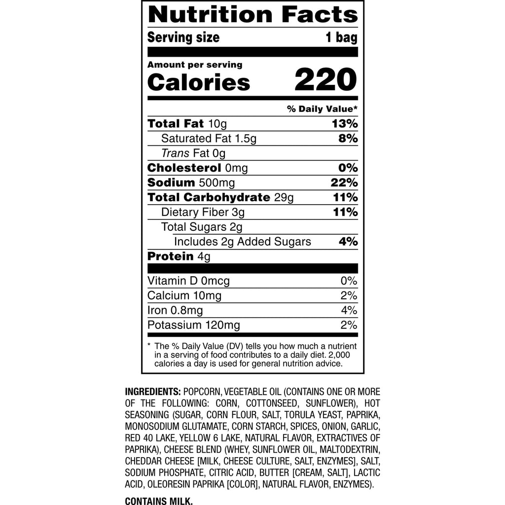 Herr's Hot Cheese Flavored Popcorn 1.6-oz. Bags