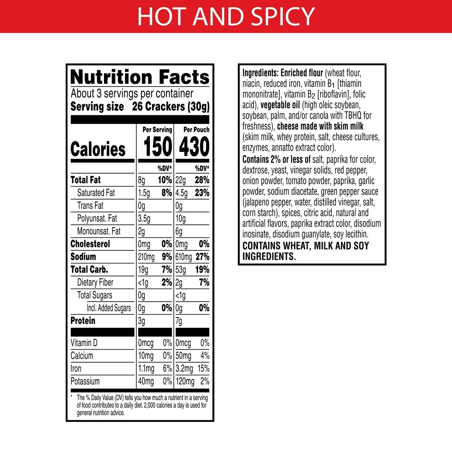 Cheeze-It Grab n' Go Hot and Spicy Baked Snack Crackers, 1-ct.