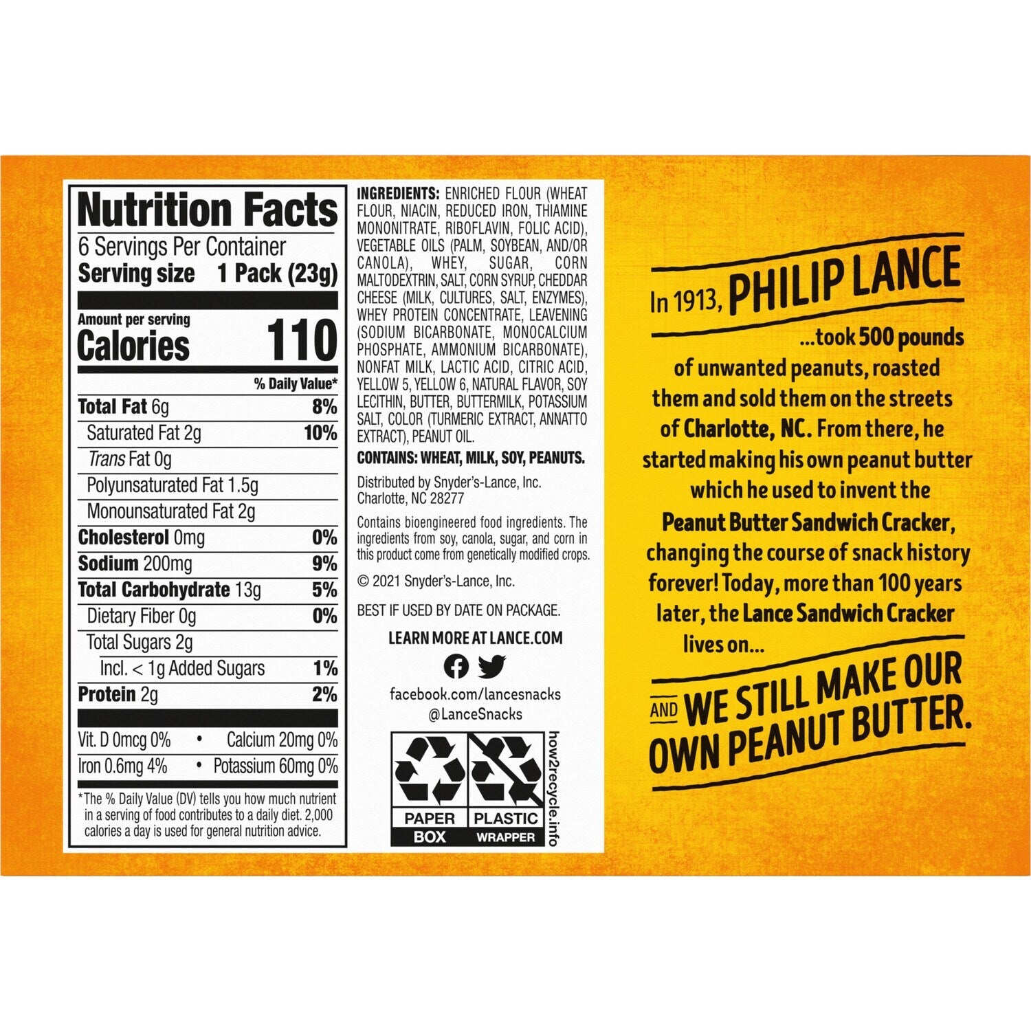 Lance Toasty Cheddar Cheese Crackers, 6-pk. Box