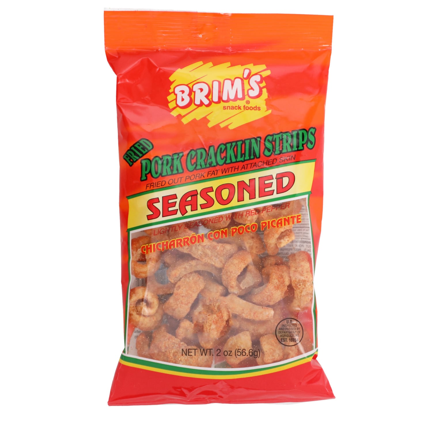 Brims Seasoned Pork Cracklin Strips, 2 oz. Bag
