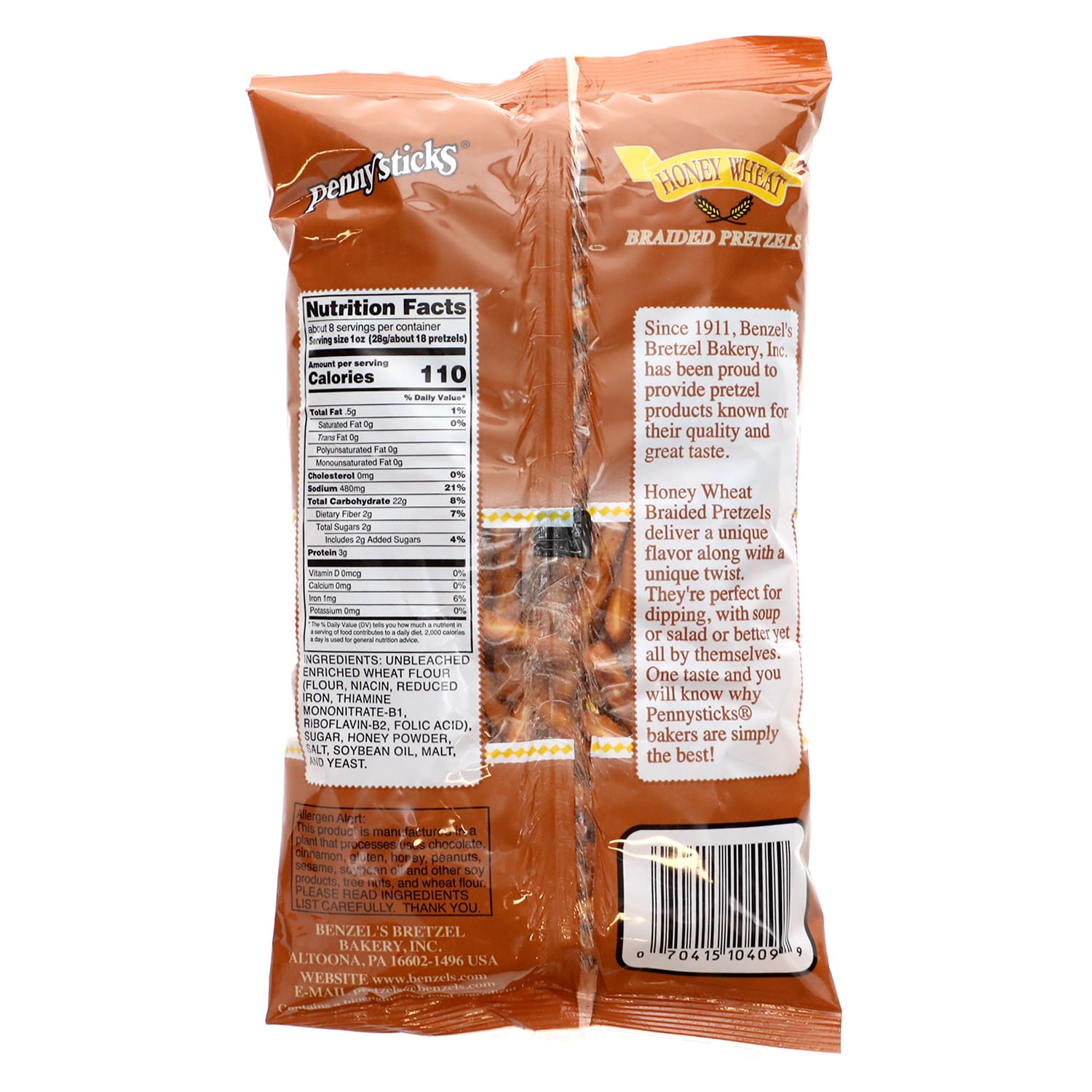 Pennysticks Brand Honey Wheat Braided Pretzels, 8.5-oz. Bags
