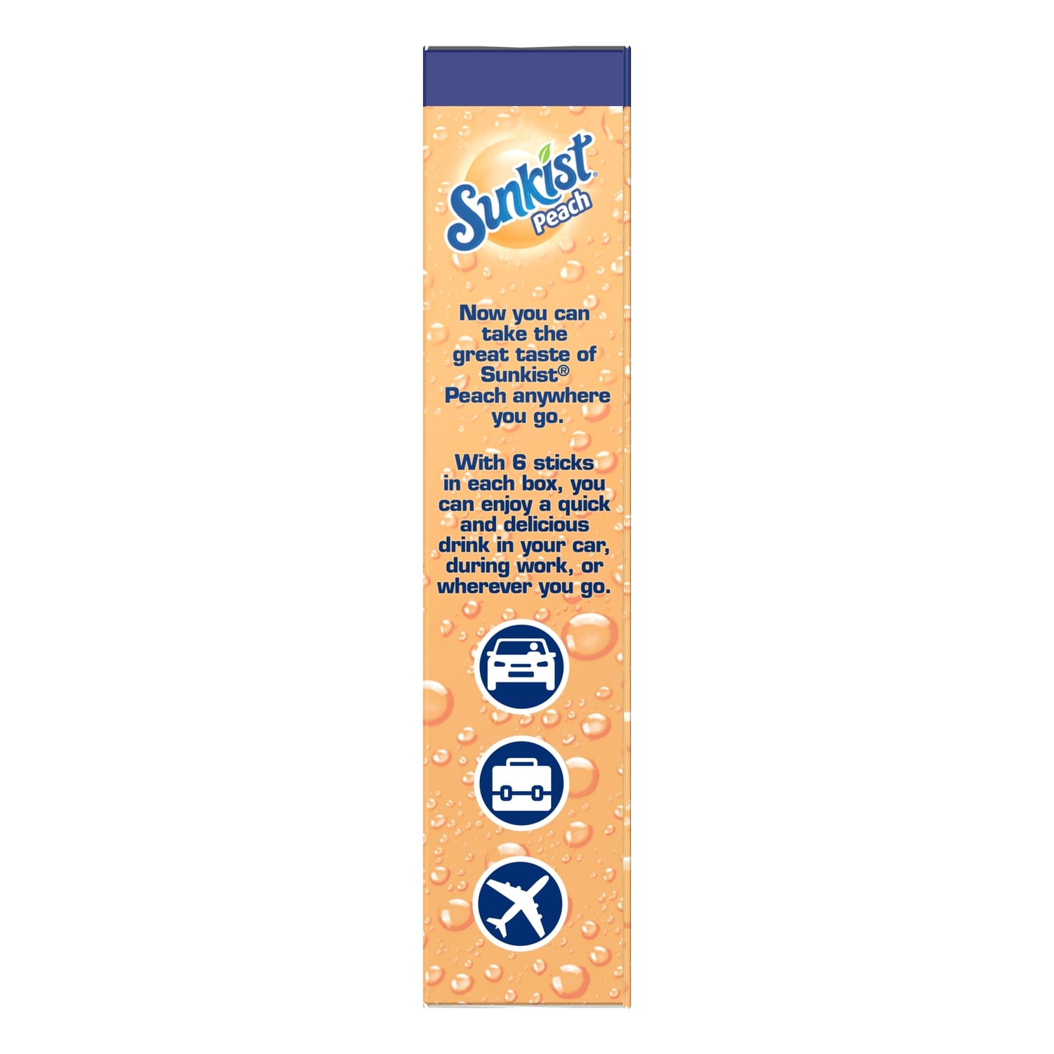 Sunkist Peach-flavored Drink Mix Sticks, 6-pc Pack.