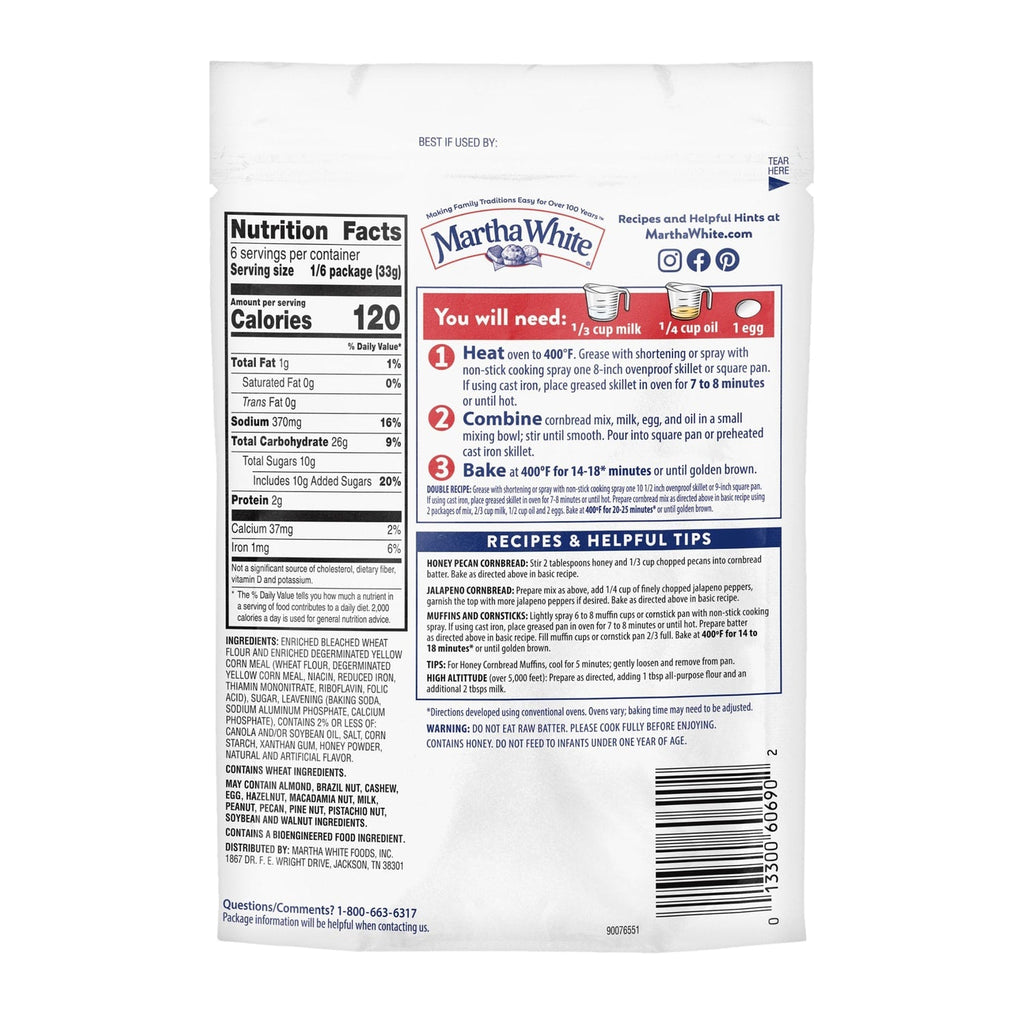 Martha White Honey Cornbread And Muffin Mix, 1-ct.