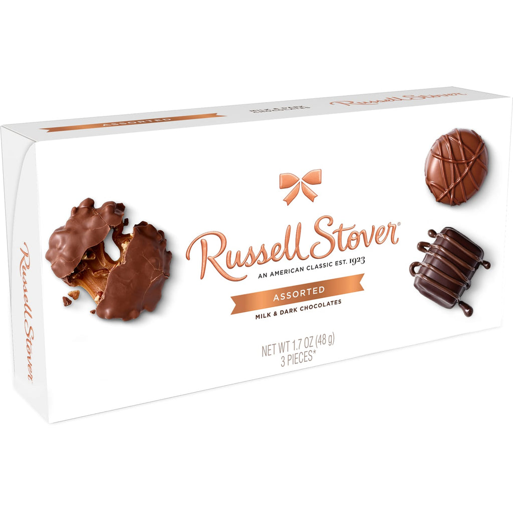 Russell Stover Christmas Assorted Milk &amp; Dark Chocolate Candy Gift Box, 1.7 oz.