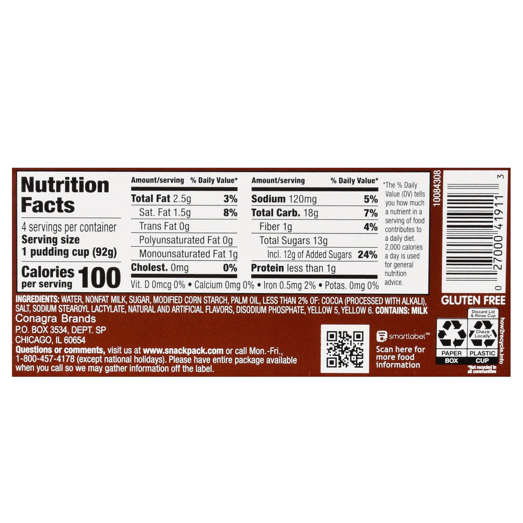 Snack Pack Chocolate Vanilla Pudding Snack Cups, 4-ct. Packs