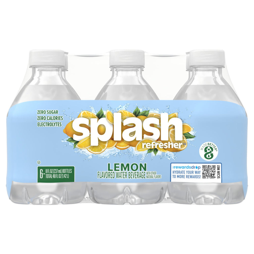 Splash Refresher - Lemon Flavored Water, 8 fl oz. 6-Pack
